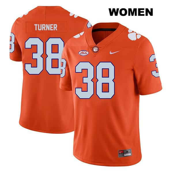 Women's Clemson Tigers #38 Elijah Turner Stitched Orange Legend Authentic Nike NCAA College Football Jersey ZZZ0046GF